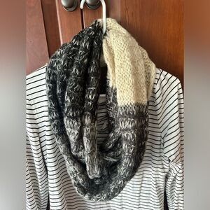 Grey, Black, and Cream Knitted infinity scarf